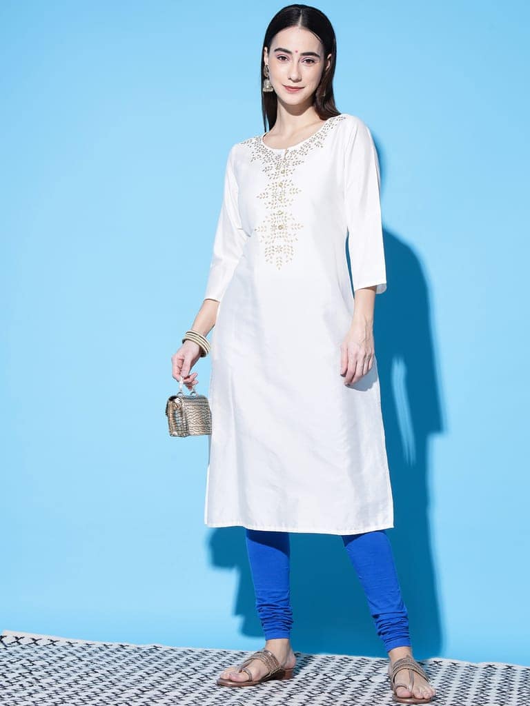 SOFT COLORS Women's Skinny Fit Ethnic Wear Churidar Leggings (Royal Blue) view 2