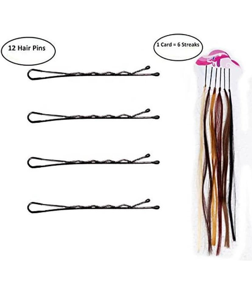 FOK Set Of 12 Black Hair Pins Clip In Hair Extension Multi Colour