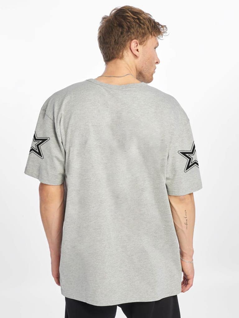 SCOTT FINCHER Men's Casual Short Sleeve Cotton T-shirt with HOUSTON and 32 Print in Black : AA(ARN)GREY_43 view 4