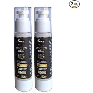 Goit Sunscreen SPF 50+++, Ultimate Shield for Indoor Outdoor Protection, Enriched With Hyaluronic Acid Niacinamide, Pack of Two Each 50gm, With Korean Beauty Cica Leaf
