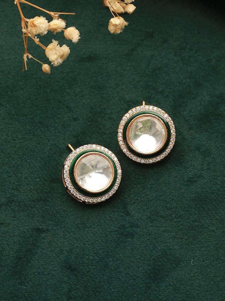 Gold Plated Original Kundan Studded Minimal Officewear Studds Earring view 2