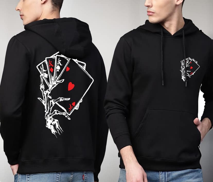 SCOTT FINCHER Black Hoodie with a Hand Holding Playing Cards Design : AA(RSHOD)BLACK_226 view 3