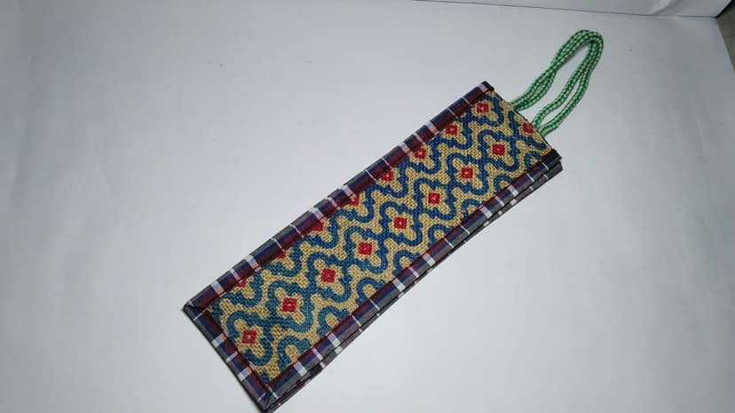 Handmade Jute and Cotton Blend Bottle Bag view 3
