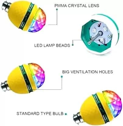 Elecsera 360 Degree LED Bulb Disco Light, LED Light, LED Disco Light for Party Pack of 8 Single Disco Ball (Ball Diameter: 2.5 cm) Multicolor view 3