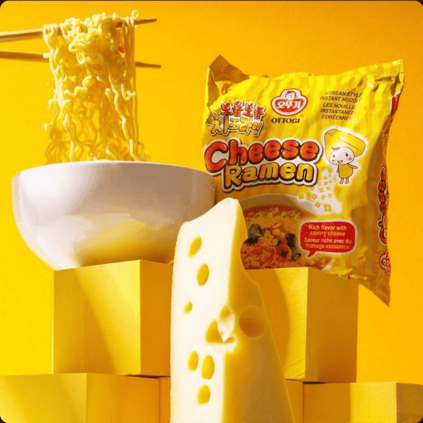 Ottogi Cheese Ramen Rich Flavor with Savory Cheese Korean Style Vegetarian Instant Noodles 111gm, Pack of 2, The Product of Korea (Imported) view 4