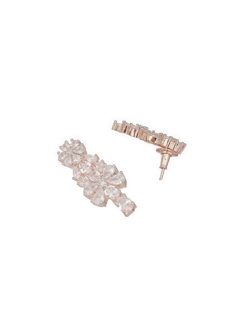 Rose Gold Plated AD Studded Floral Delicate Jewellery Set view 7