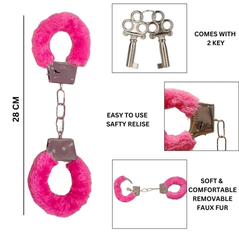 Hen Party Hand Cuffs Hot Pink- 1PC view 4