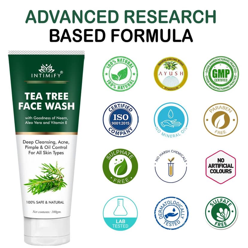 Intimify Tea Tree Face Wash, face wash, anti aging wrinkles face wash, anti aging face wash, skin brightening face wash, 100 gm view 6