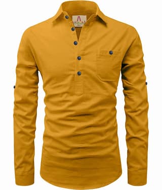 Apektra Peach Cotton Men's Shirt Style Kurta ( Pack of 1 )