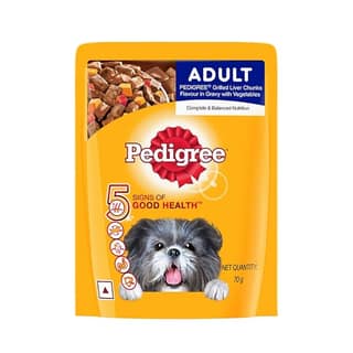 Pedigree Adult Wet Dog Food Grilled Liver Chunks Flavour In Gravy With Vegetables 70 Gms