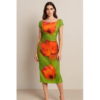 Green Powernet Bodycon Dress For Women