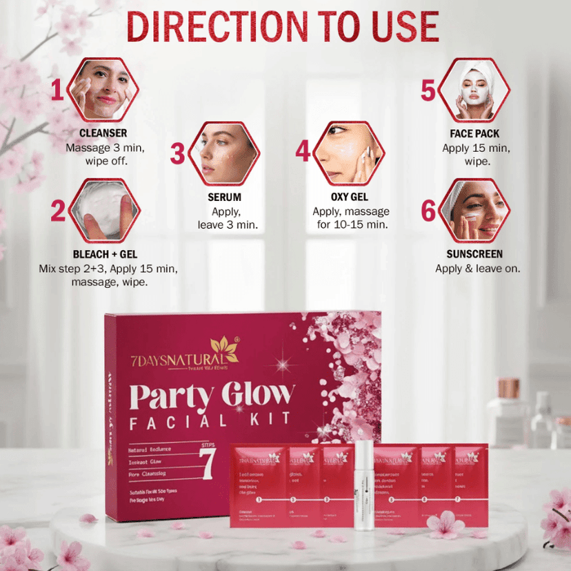 Instant Party Glow 7-Step Facial Kit (Pack of 1) – Professional Salon-Like Radiance & Brightening Treatment for Festive Glow | Suitable for All Skin Types view 7