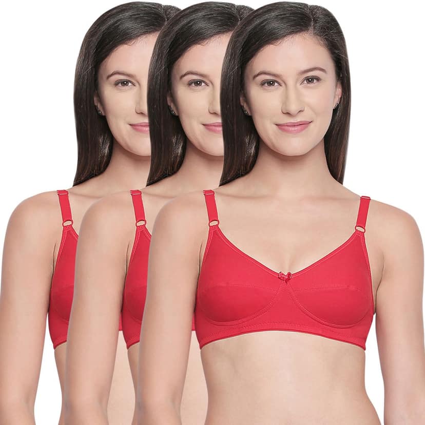 Bodycare Cotton Spandex Non Padded Non wired Perfect coverage bra-Pack of 3