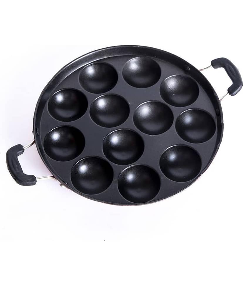 Homepro Non-Stick Set, Appam Patra with Steel Lid 12 Cavity,Mini Uttapam 4 Cavity, Dosa Tawa 23cm (Pack of 3) view 2