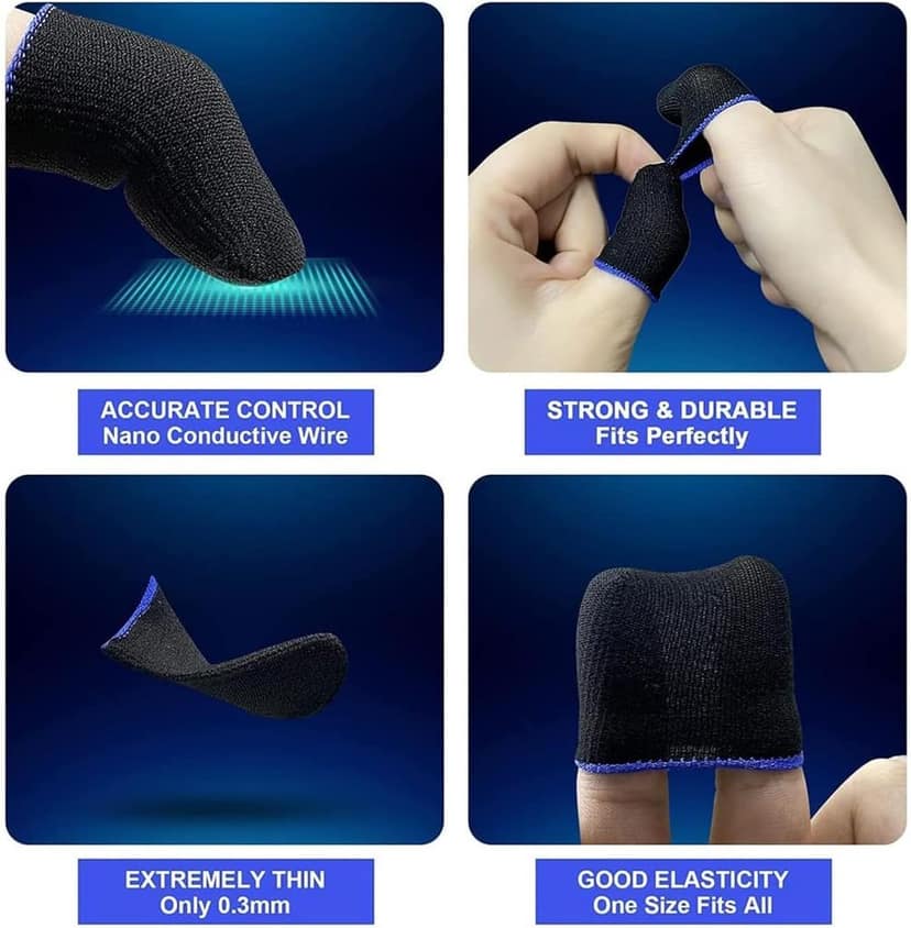 LIRAMARK Pubg Anti-Slip Thumb Sleeve, Slip-Proof Sweat-Proof Professional Touch Screen Thumbs Finger Sleeve for Pubg Mobile Phone Game, Garena FreFire, COD Mobile, Asphalt etc (1 Pair - 2 Peices) view 4