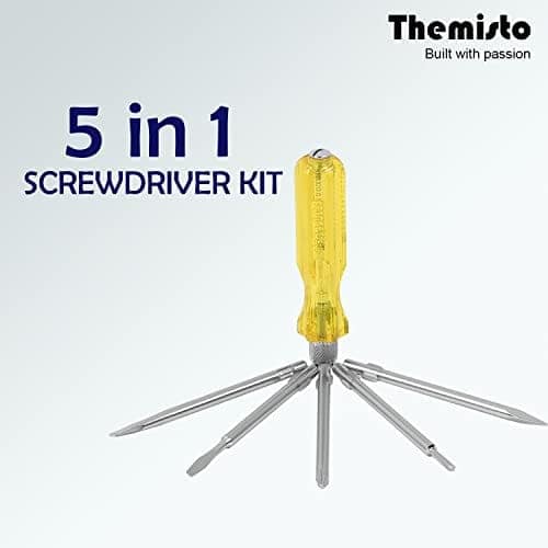 Themisto TH-T05 5 IN 1 Combination Screwdriver Set | 2 Flat Blades, 2 Phillips Head, 1 Round Poker Bar | Multi-purpose Tool Set Screwdriver Set view 3