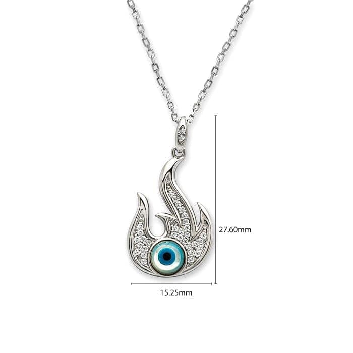 Silver Fiery Evil Eye Pendant with Chain view 5