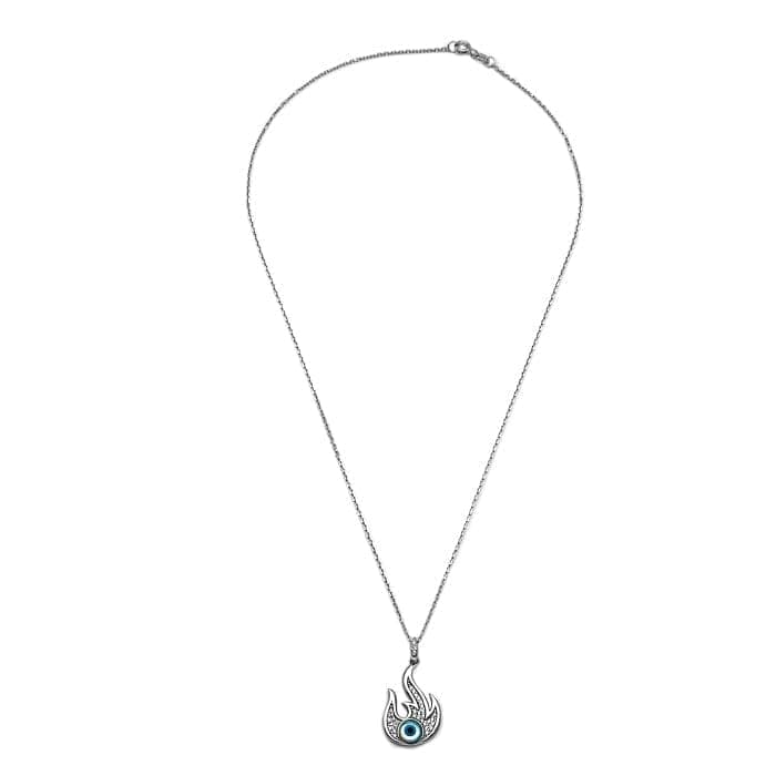 Silver Fiery Evil Eye Pendant with Chain view 6
