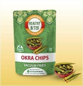 Healthy Bites Vacuum Fried OKRA Chips (270gm) (pack of 2) 135 g each view 2