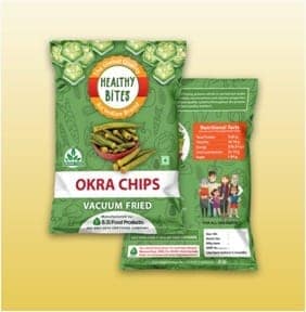 Healthy Bites Vacuum Fried OKRA Chips (270gm) (pack of 2) 135 g each view 3