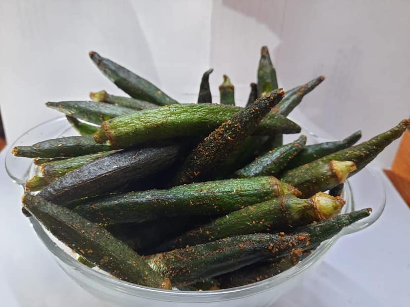 Healthy Bites Vacuum Fried OKRA Chips (270gm) (pack of 2) 135 g each view 6