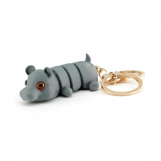 Vinglits Wild Beasts 3D Printed Keychains – Articulated Animal Toys, Pocket-Friendly Keyrings, Stress Relief Desk Toys for Kids & Adults, Collectible Accessories (Chunky - The Hippo)