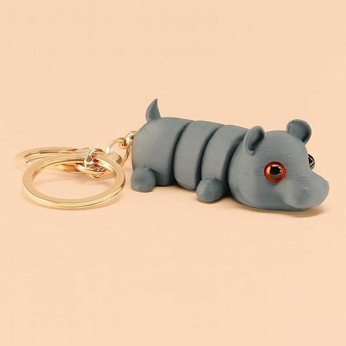 Vinglits Wild Beasts 3D Printed Keychains – Articulated Animal Toys, Pocket-Friendly Keyrings, Stress Relief Desk Toys for Kids & Adults, Collectible Accessories (Chunky - The Hippo) view 4