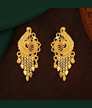 LUV FASHION Golden Stud Earrings ( Pack of 1 )