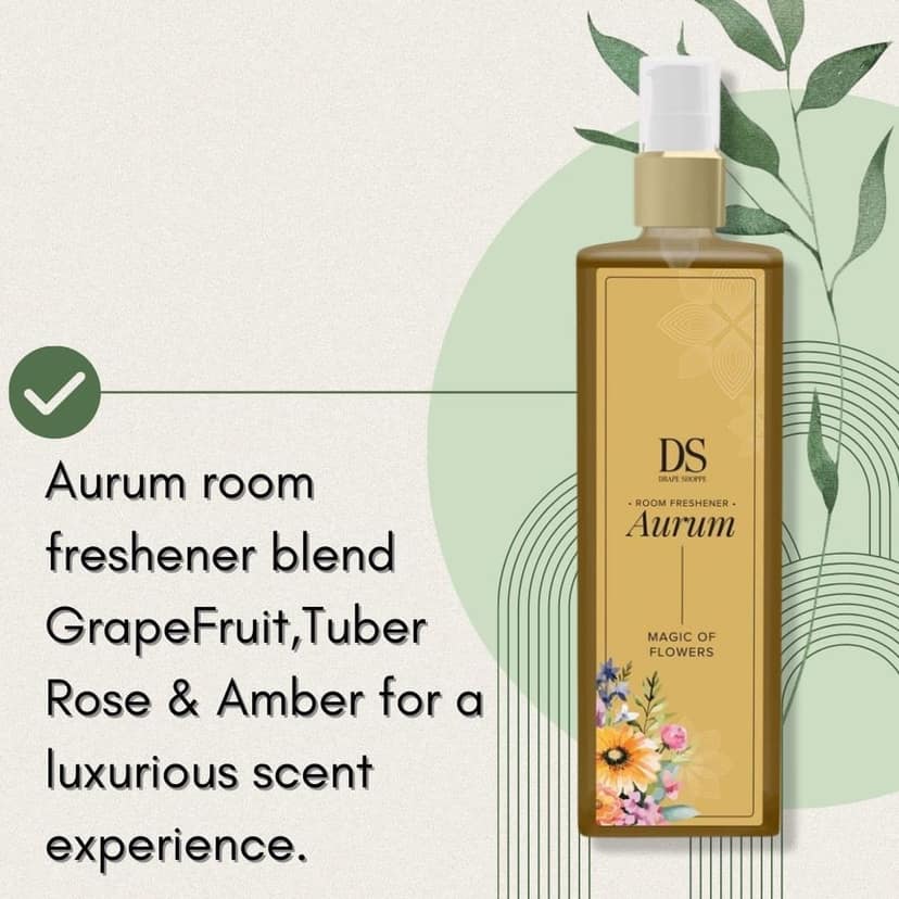 Chann Studio Aurum Room Freshener Spray - 200 ML | Citrus Fresh, Mogra, Rajnigandha, Rose Garden, Magic of Flowers | Nature-Inspired Fragrance | Long-Lasting Odour Eliminator for Home & Office view 4