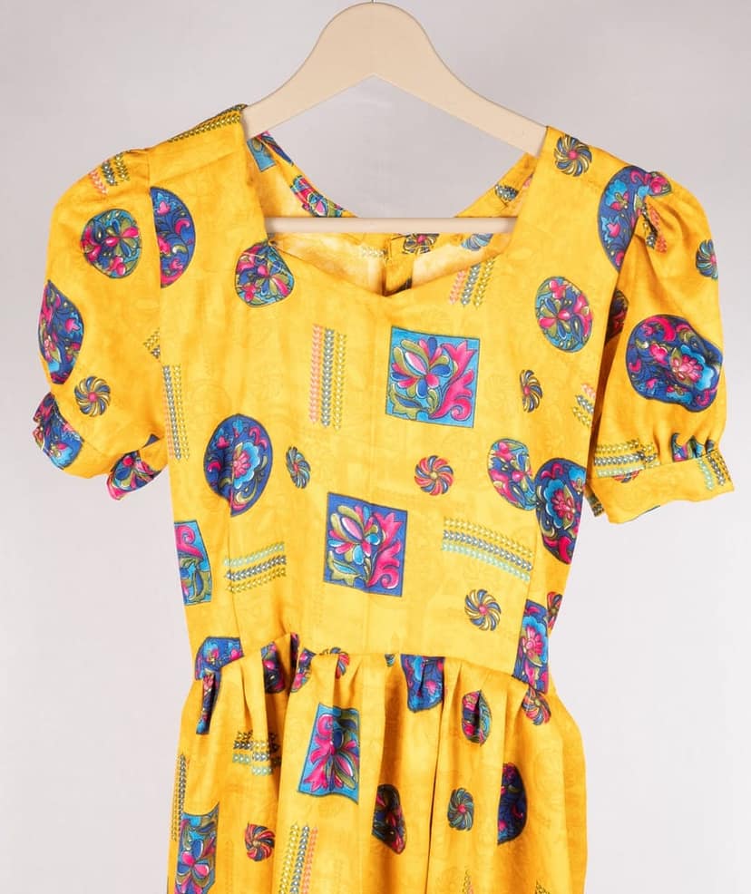 Cotton Yellow Frock All Over Print view 4