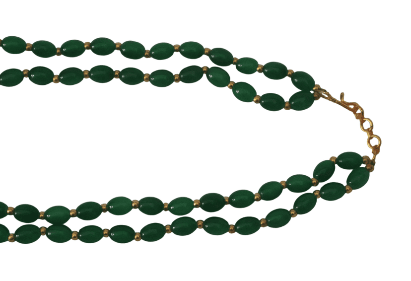 Green Bead Necklace with Deity Pendant view 4