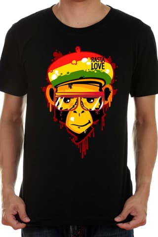 Rasta Love - Reggae Love Graphic Printed Mens Round Neck Cotton Tshirt