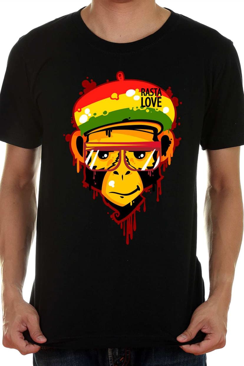 Rasta Love - Reggae Love Graphic Printed Mens Round Neck Cotton Tshirt