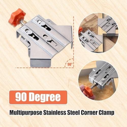 2Pcs Corner Clamps 90 Degree Open Mouth Right Angle Clamps, Stainless Steel Corner Clamps Corner 90° Woodworking Corner Clip view 3