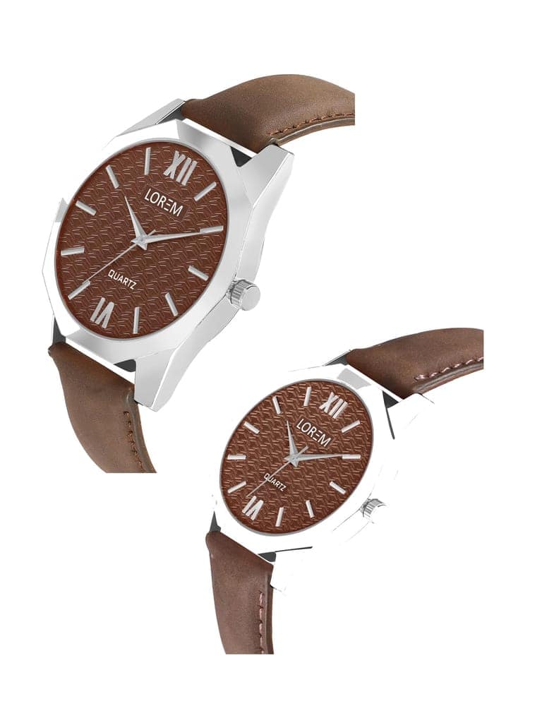 LOREM Stylish 3D Embossed Analog Watch Pair-UF view 3