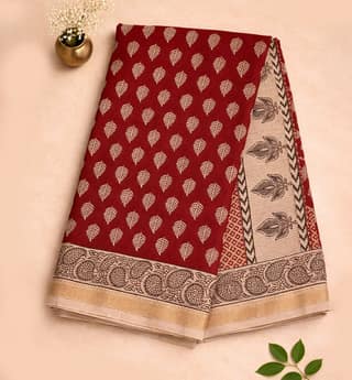 Bagh Print Maheshwari Cotton-Silk Saree – Hand Block Printed