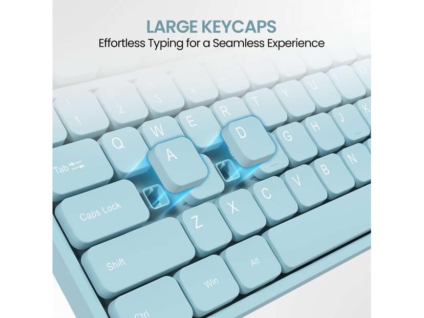 Portronics Ki-Pad 3 USB Wired Keyboard with Large Keycaps, Noise-Free Typing, Fn Multimedia Hotkeys, Full-Size Layout with Num Pad, Ergonomic Design, 1.5m USB Cable, for Laptop, PC, Mac - Blue view 2