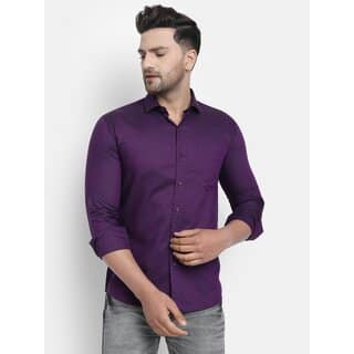 Baleshwar Men Purple Solid Slim Fit Casual Shirt