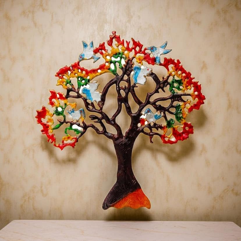 Aluminium Wall Decorative Tree Showpiece � Stylish Home Accent, Height : 21 Inch (ZMAS046 D)