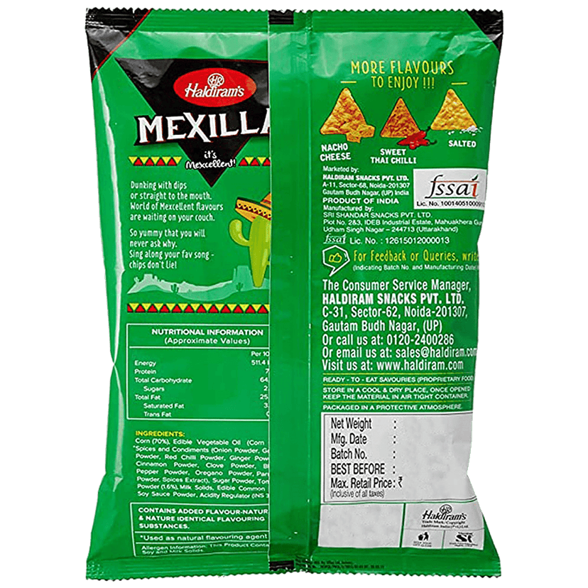 Haldiram's Mexilla Classic Tortilla Chips - Mexican Tomato Flavour, Crispy, 80 G view 2