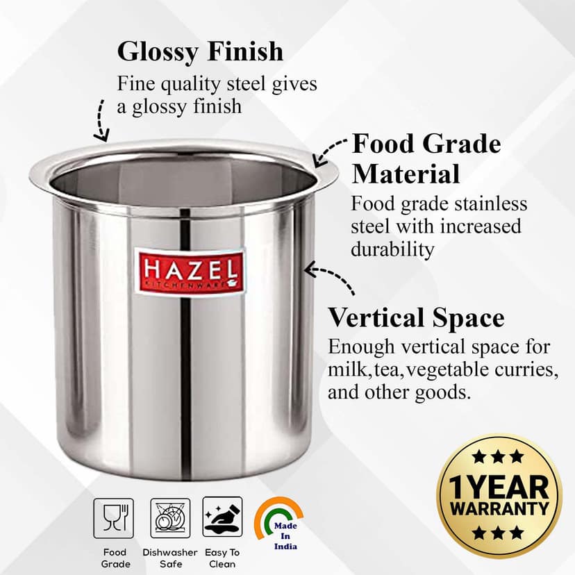 HAZEL Steel Milk Pot with Lid , 2200 ml Stainless Steel Milk Boiler Container , Milk Boiling Vessel Gunj for Kitchen view 3