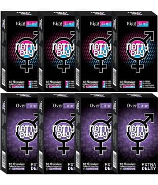 NottyBoy 4 IN 1, Dotted, Long Lasting, Extra Time, Ribbed, Contour Condoms For Men - 80 Units