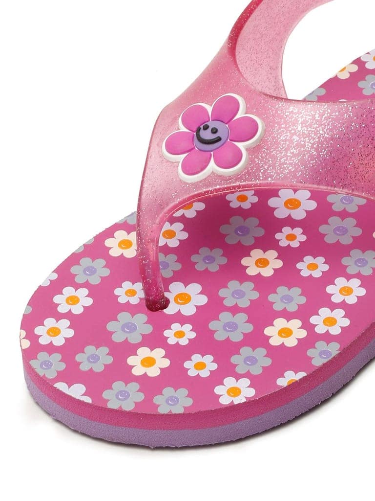 Premium Flower Jellies Flip-flops With Glitter- Purple (Girls) view 2