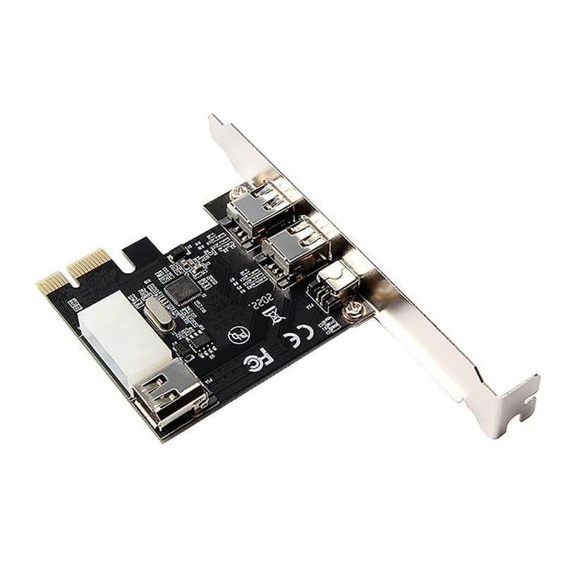 PCI Express Firewire Card, IEEE 1394 4-Port PCIe Adapter (3 x 6 Pin, 1 x 4 Pin), Firewire 400 for Windows, Mac, Linux view 2