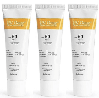 Brinton Healthcare UvDoux Face & Body Sunscreen gel with SPF 50 PA+++ in Matte Finish and Oil Free Formula| Protection against UVA/UVB Rays 100gm x Pack of 3
