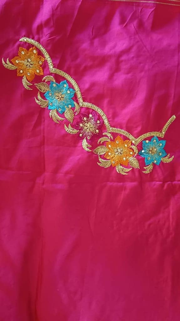 Red and gold embroidered blouse with floral motifs view 3
