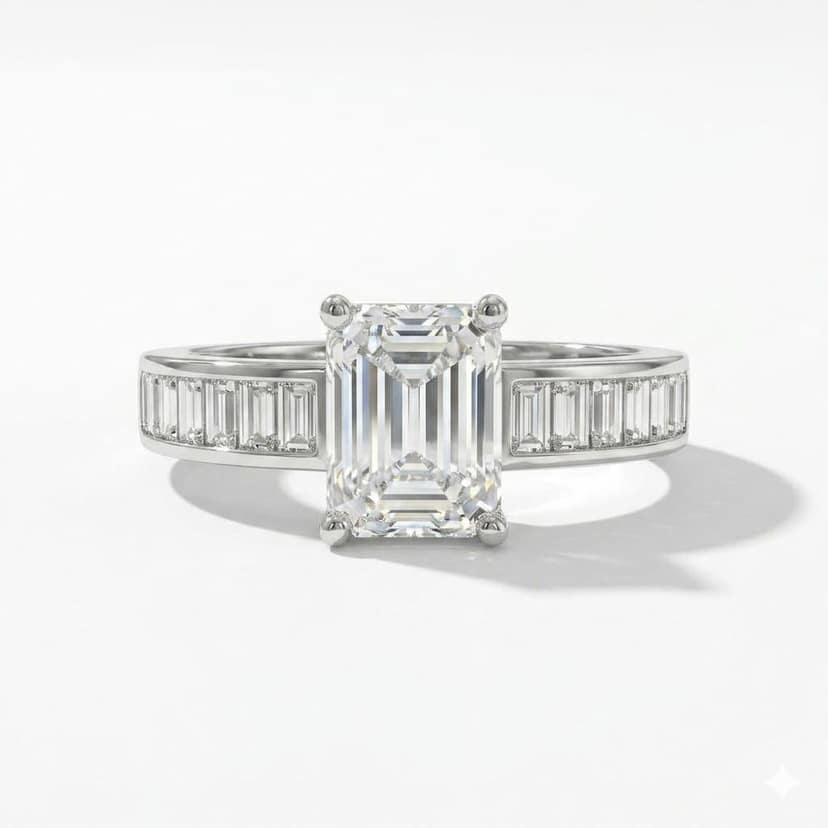 Xeeva Adjustable Emerald Cut American Diamond Silver Plated Ring view 5