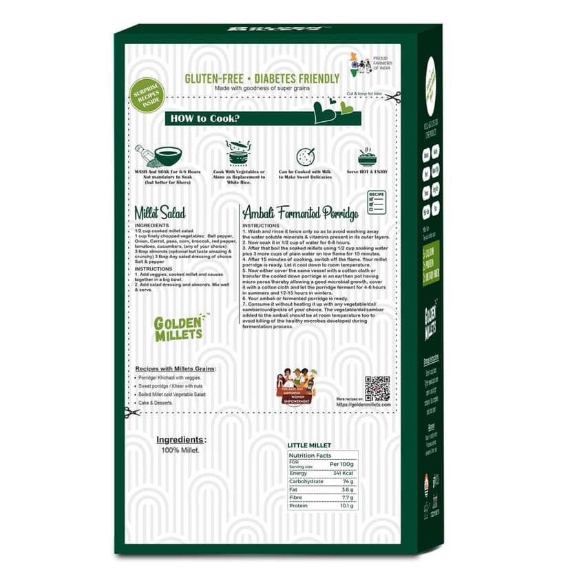 Golden Millets Little Millet Rice, High protein & fiber rich (500gms,pack of 2) view 2