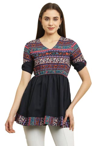 Tripti Enterprises Women's & Girls Soft Crepe V Neck Floral Print Designer Top