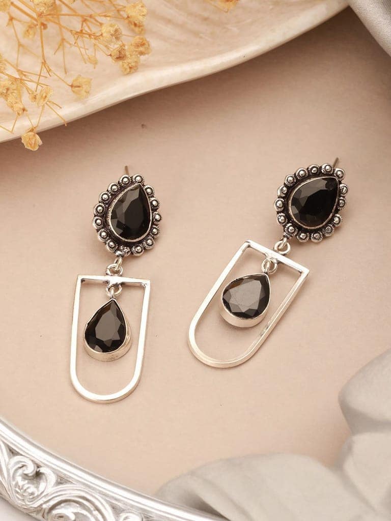 Oxidised Silver Lookalike designer Dailywear Dangling Earrings view 2